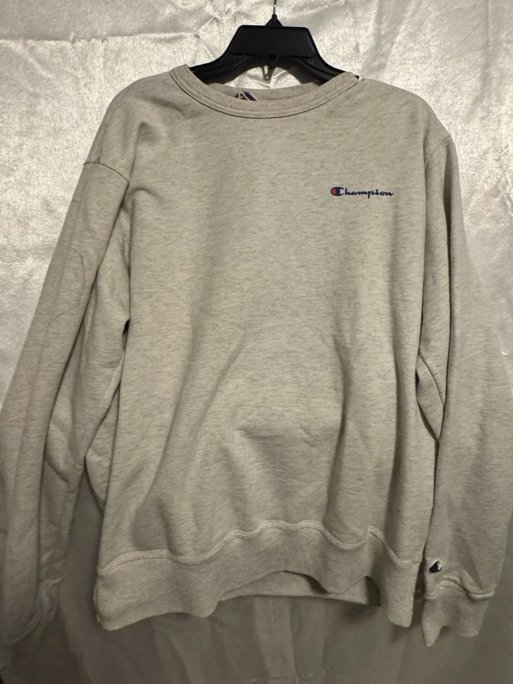 Champion Light Gray Crewneck Sweatshirt with Small Logo